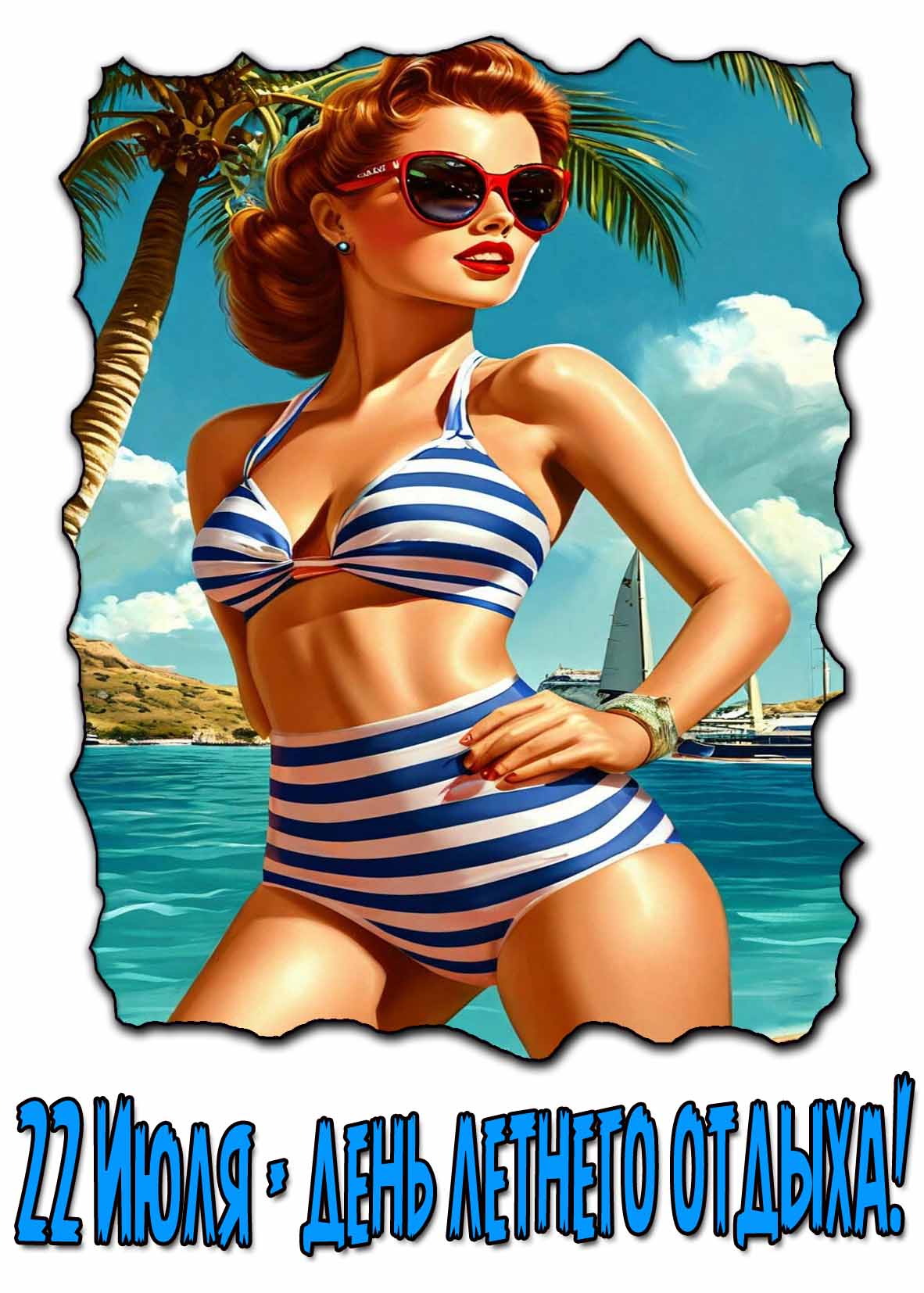 Открытка 22 Июля день летнего отдыха