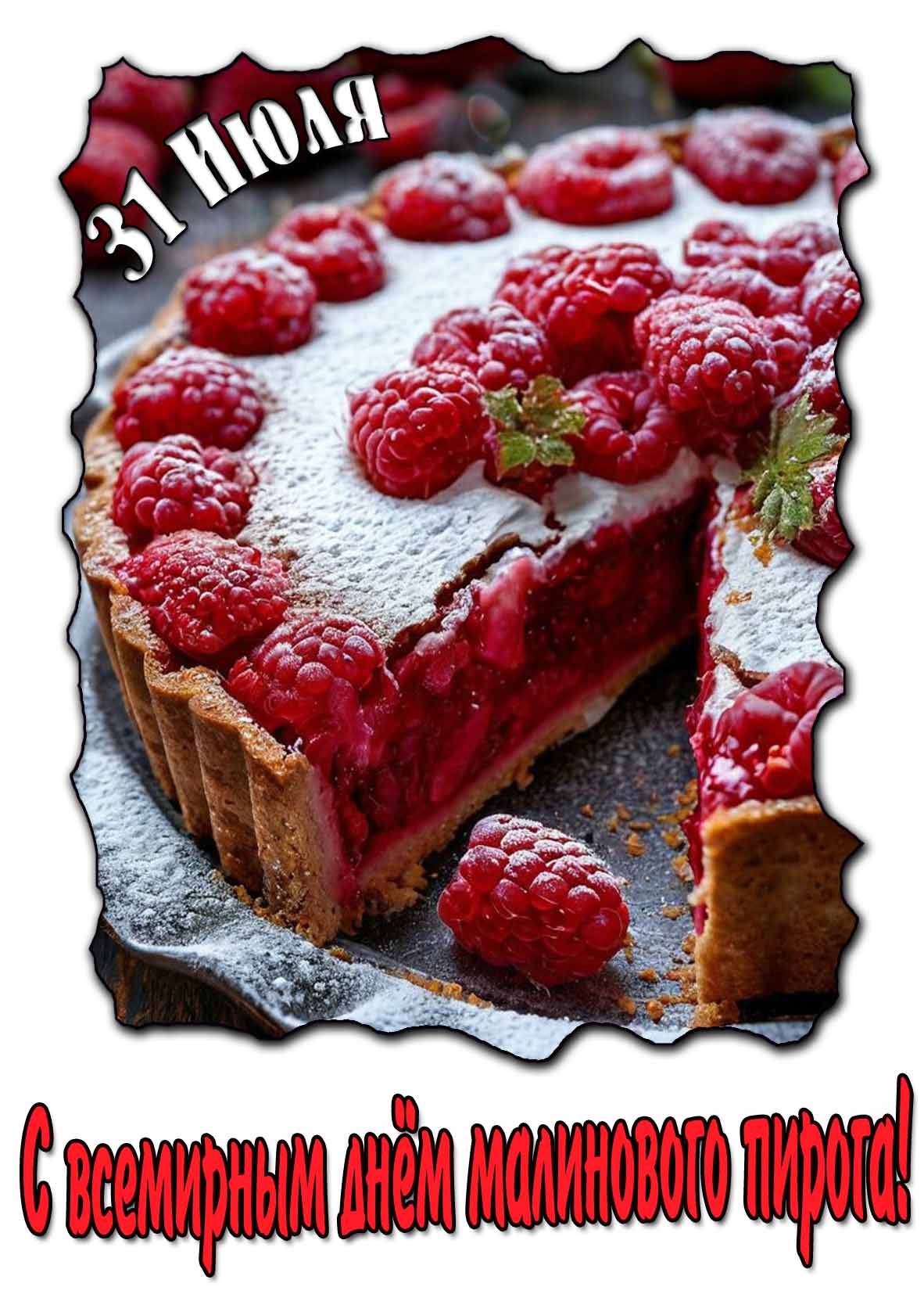 Картинка с Всемирным днём малинового пирога 31 Июля