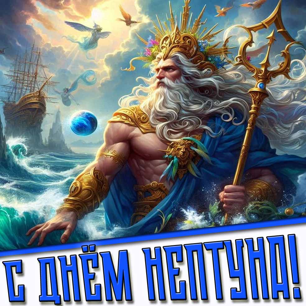 С днём Нептуна! - красивая открытка