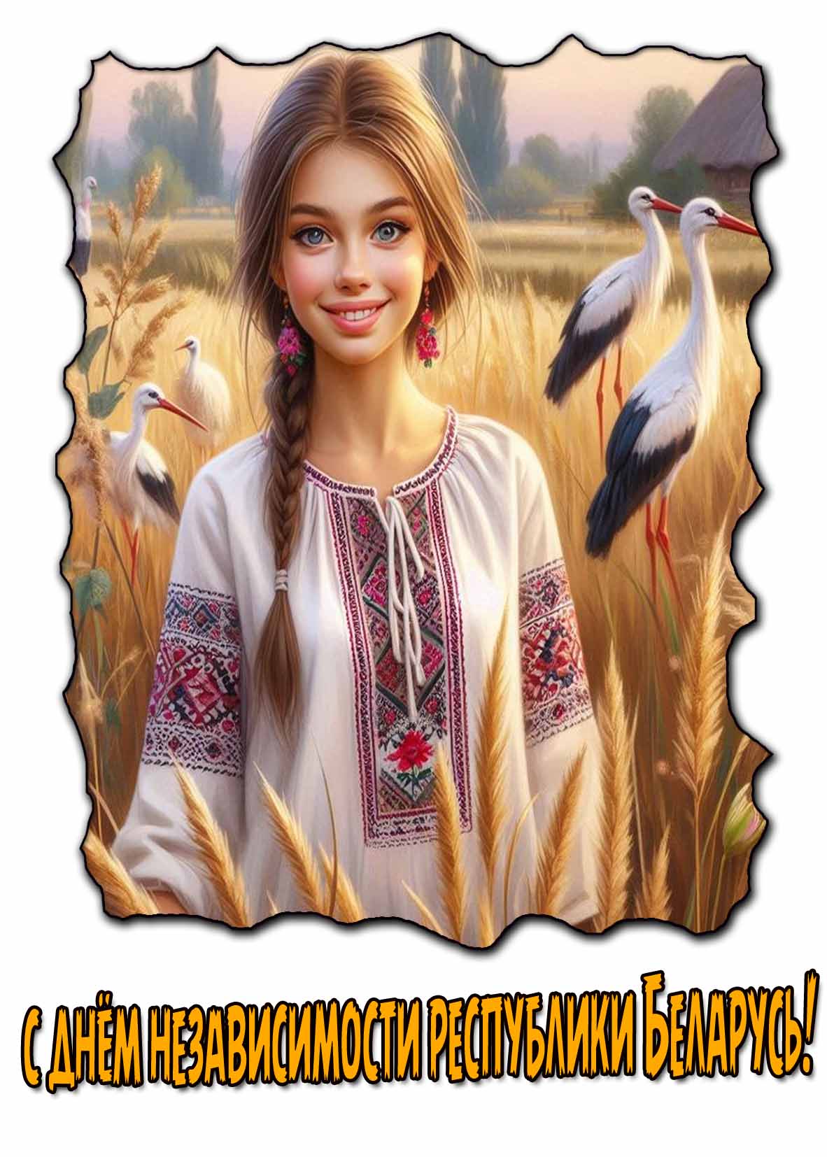 С днём независимости республики Беларусь! - картинка с девушкой