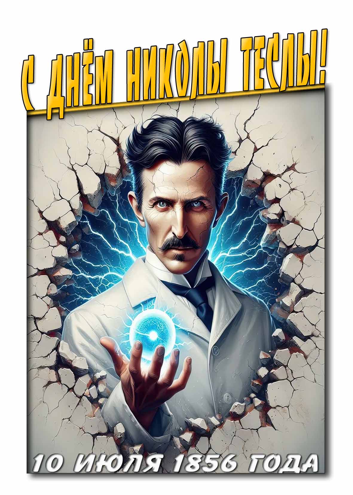 Красивая картинка с днём Николы Теслы! - 10 Июля 1856 года