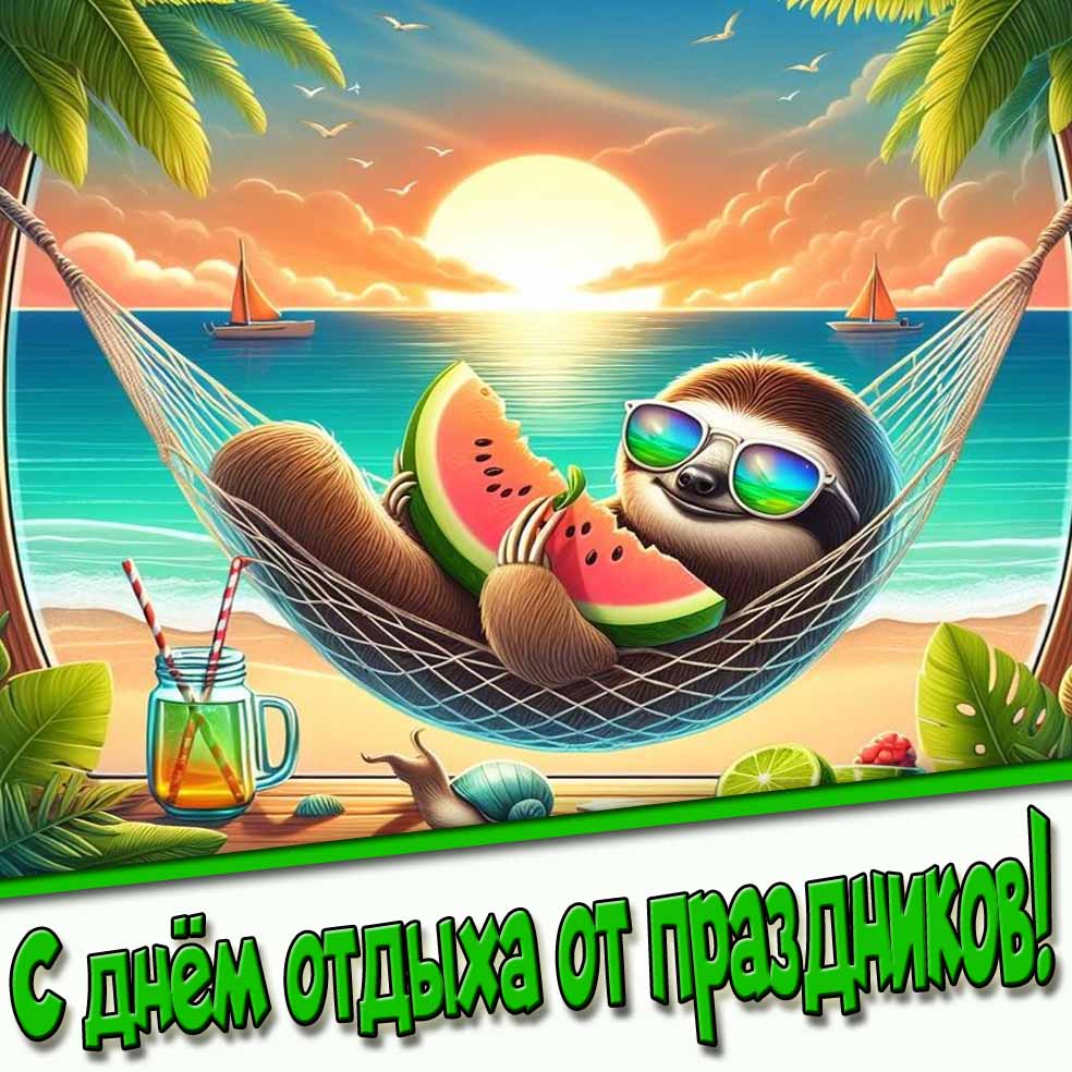 С днём отдыха от праздников! - прикольная летняя картинка