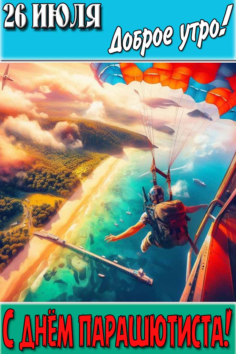 Красивая картинка "26 Июля доброе утро! С днём парашютиста!"