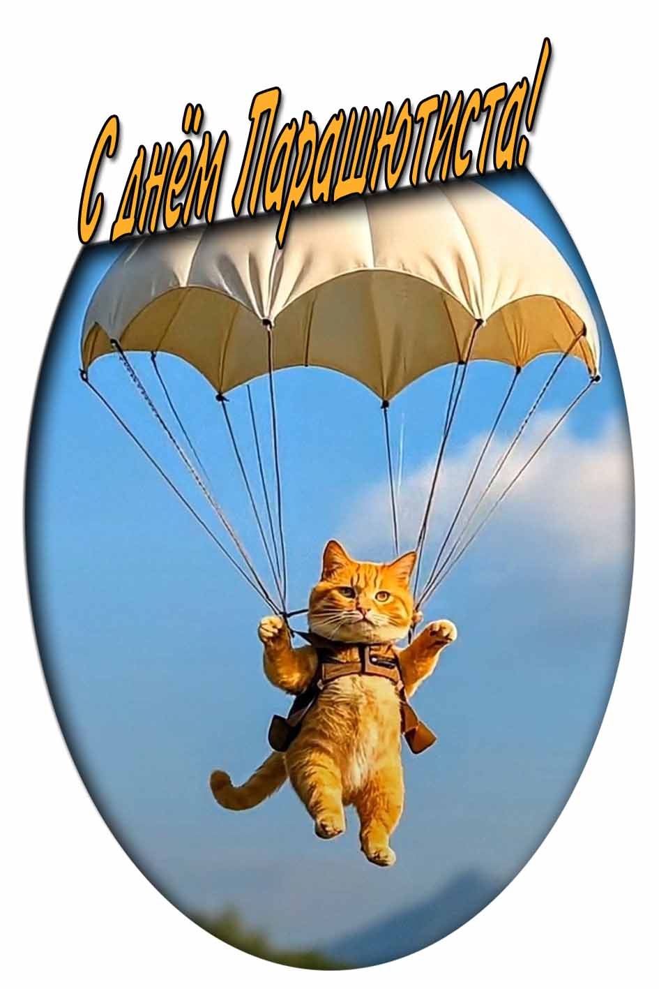 С днём парашютиста! - картинка с котом