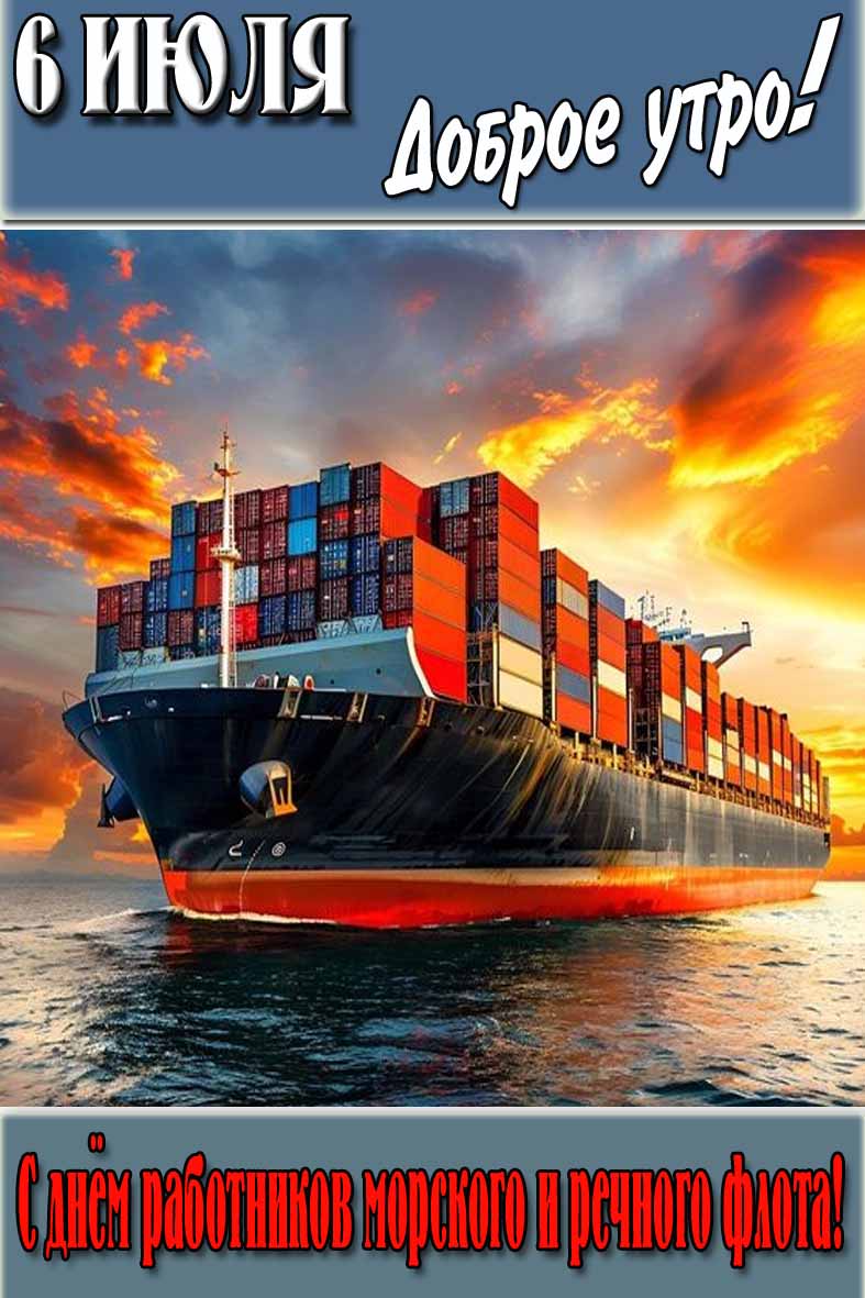Красивая открытка "6 Июля доброе утро! С днём работников морского и речного флота!"