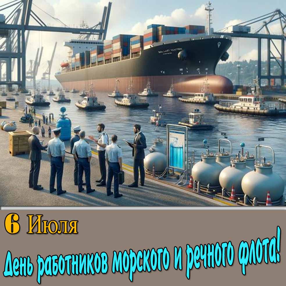 6 Июля день работников морского и речного флота - стильная открытка