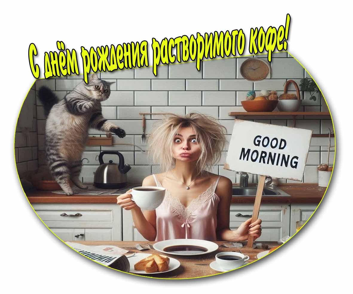 Смешная открытка с днём рождения растворимого кофе