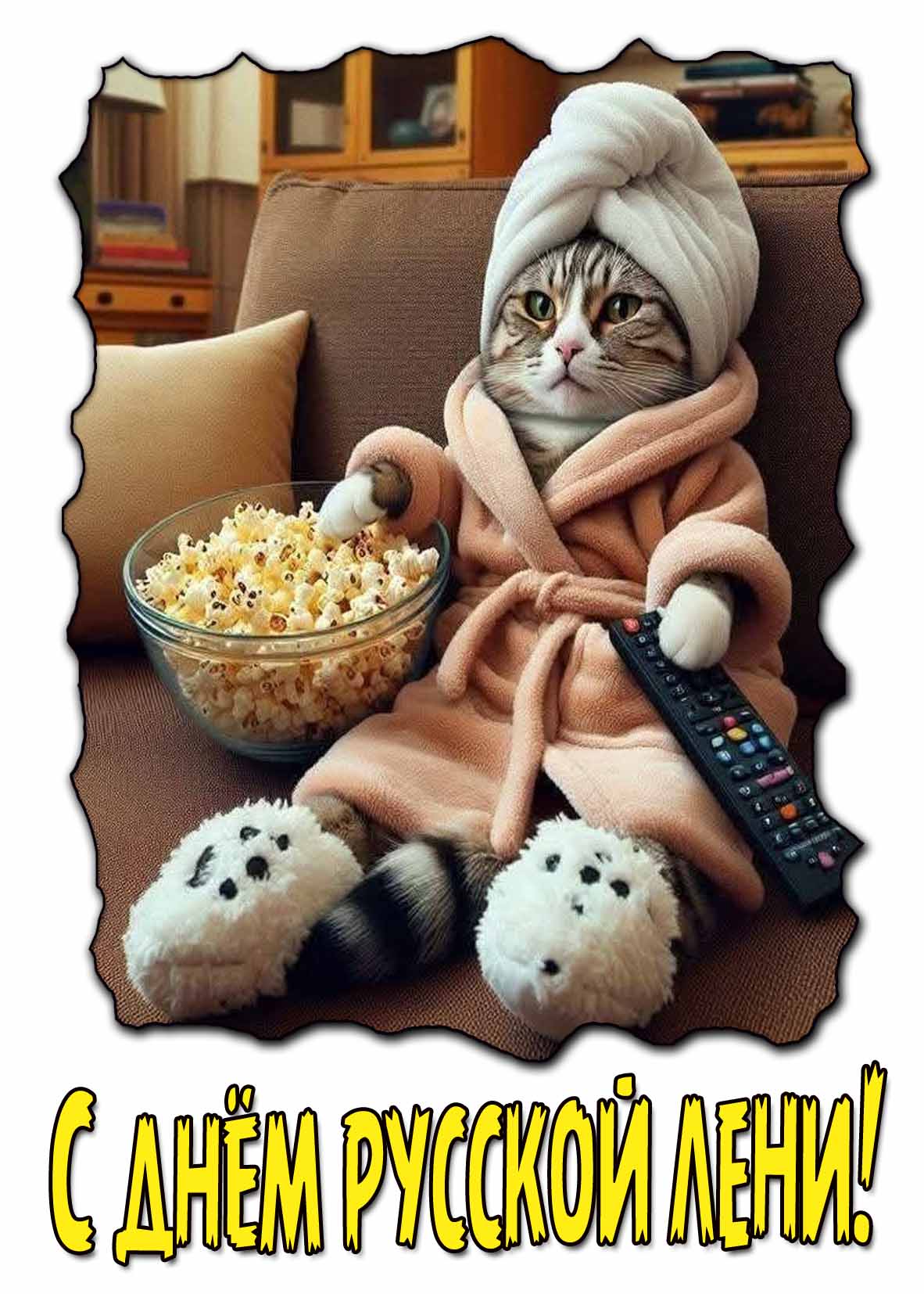 Cмешная открытка с днём русской лени