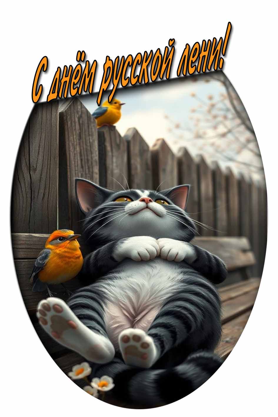С днём русской лени! - прикольная картинка с котиком