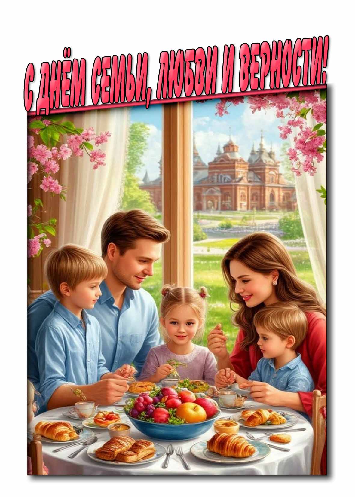 Красивая открытка с днём семьи, любви и верности
