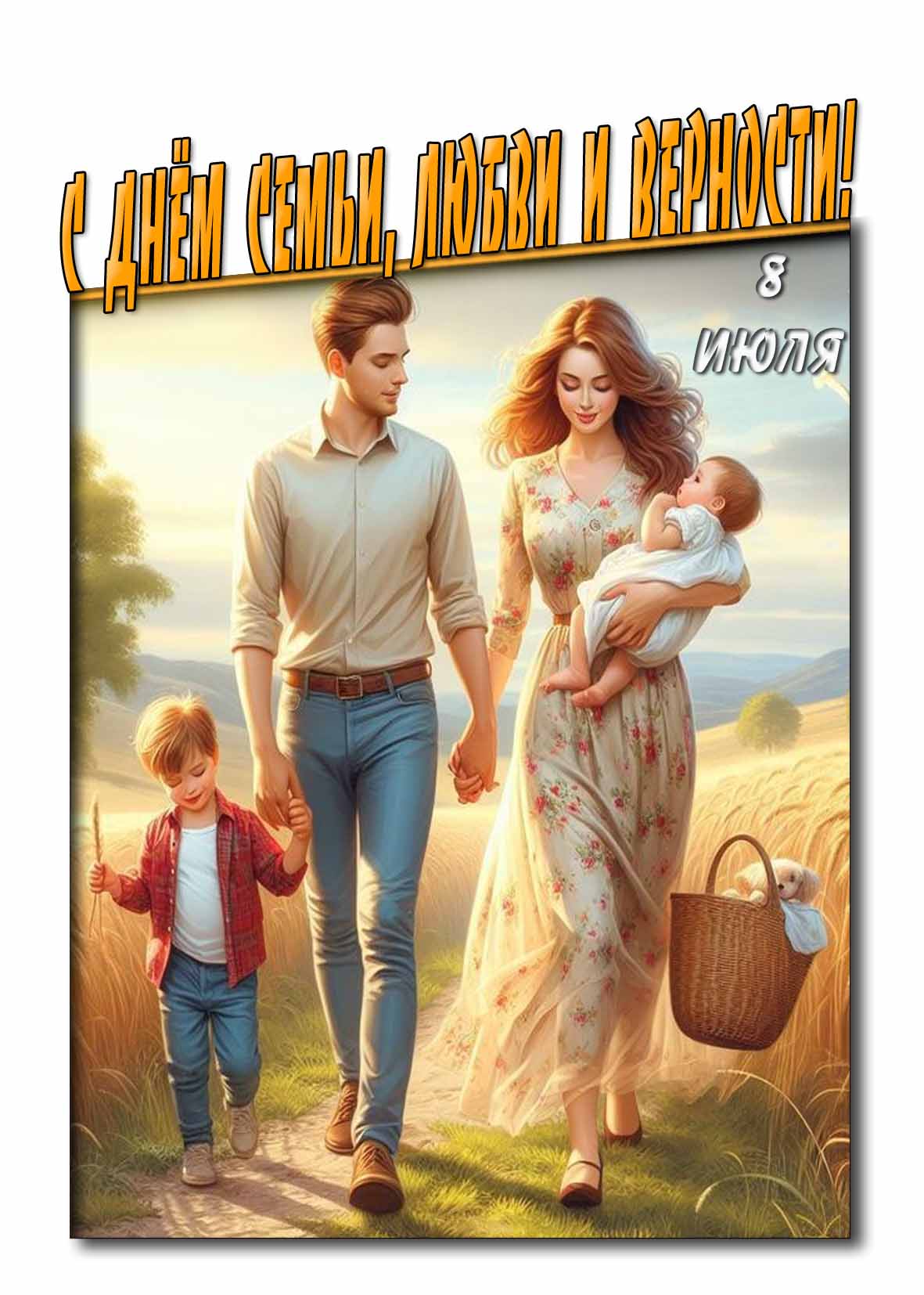 Летняя картинка с днём семьи, любви и верности 8 Июля