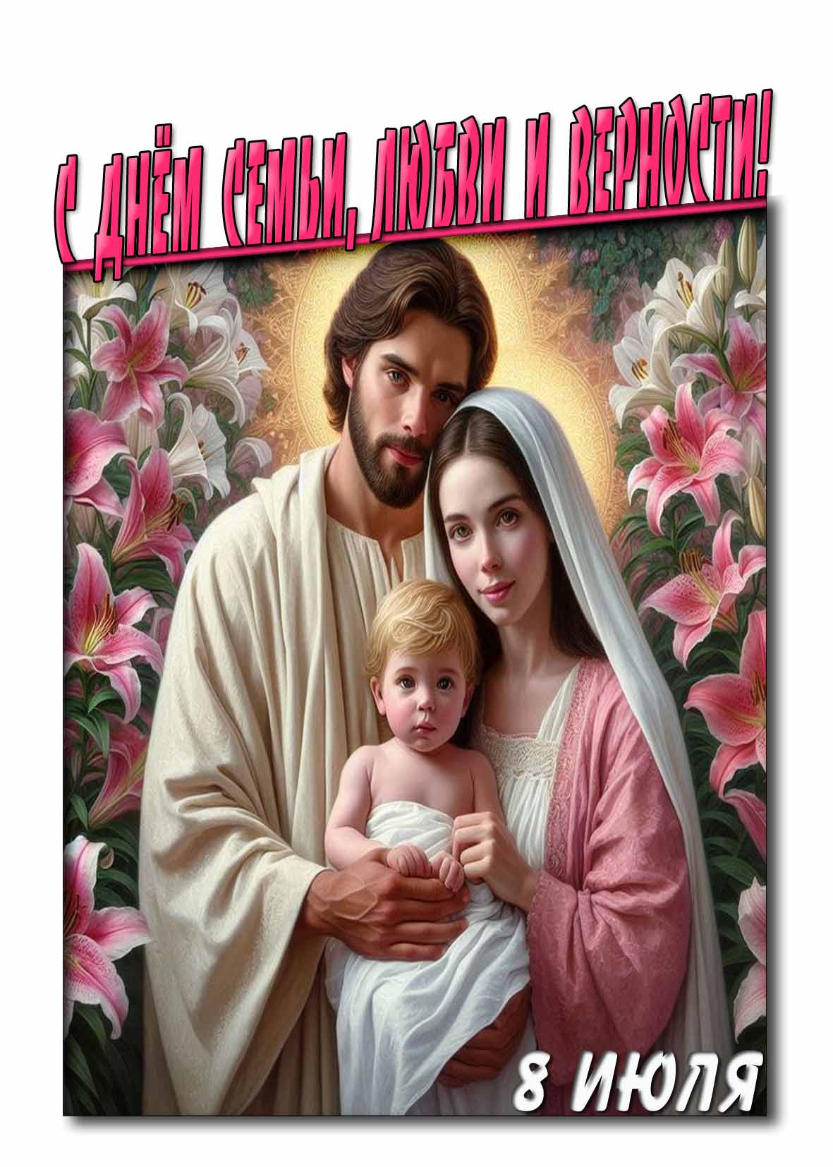 Христианская картинка на день семьи, любви и верности 8 Июля