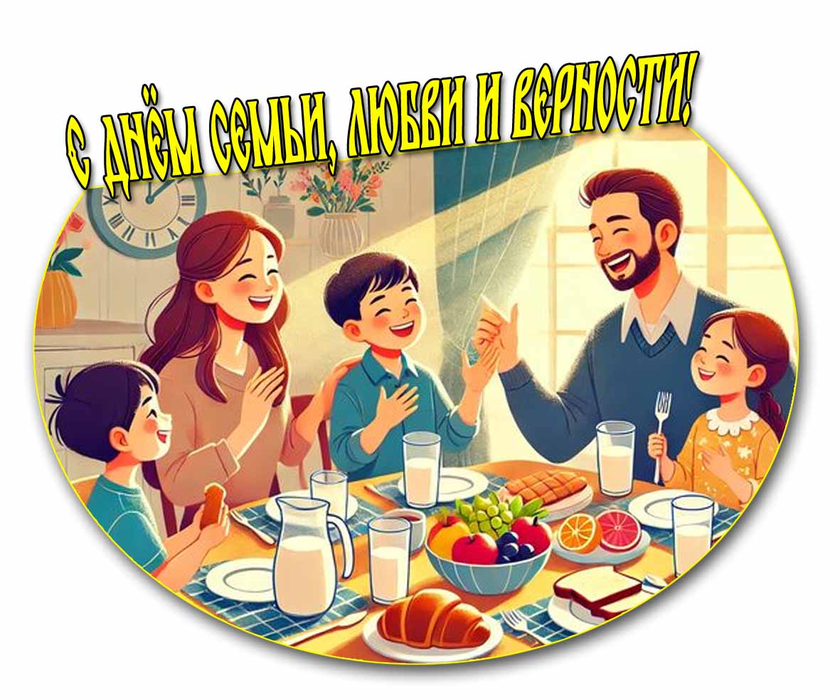Прикольная открытка ко дню семьи, любви и верности