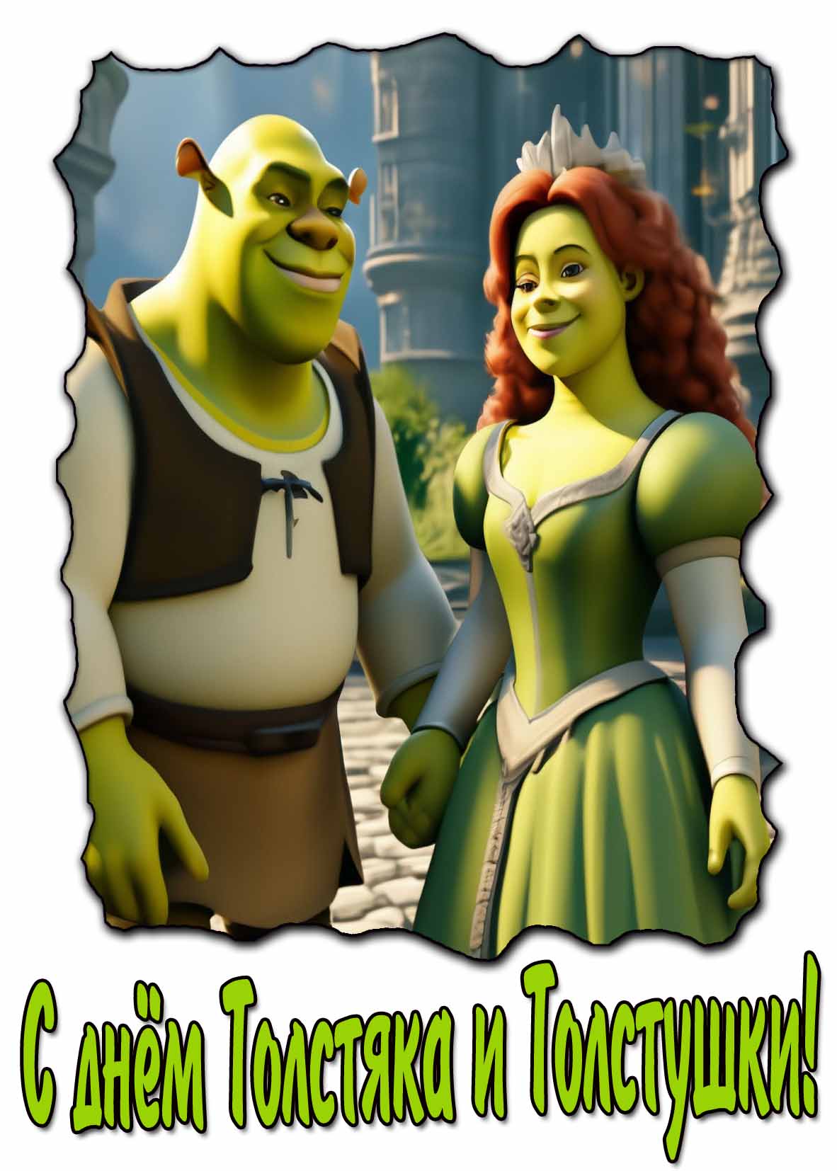 Мультяшная открытка с днём Толстяка и Толстушки