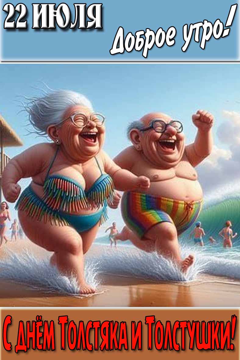 Смешная картинка "22 Июля доброе утро! С днём толстяка и толстушки!"