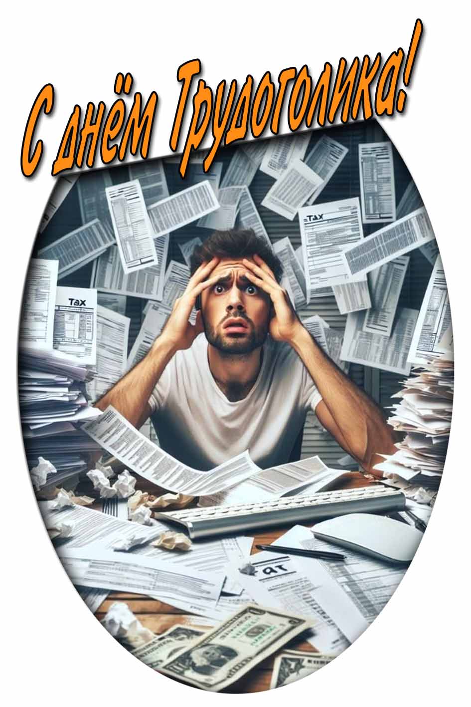 С днём трудоголика! - открытка для мужчин