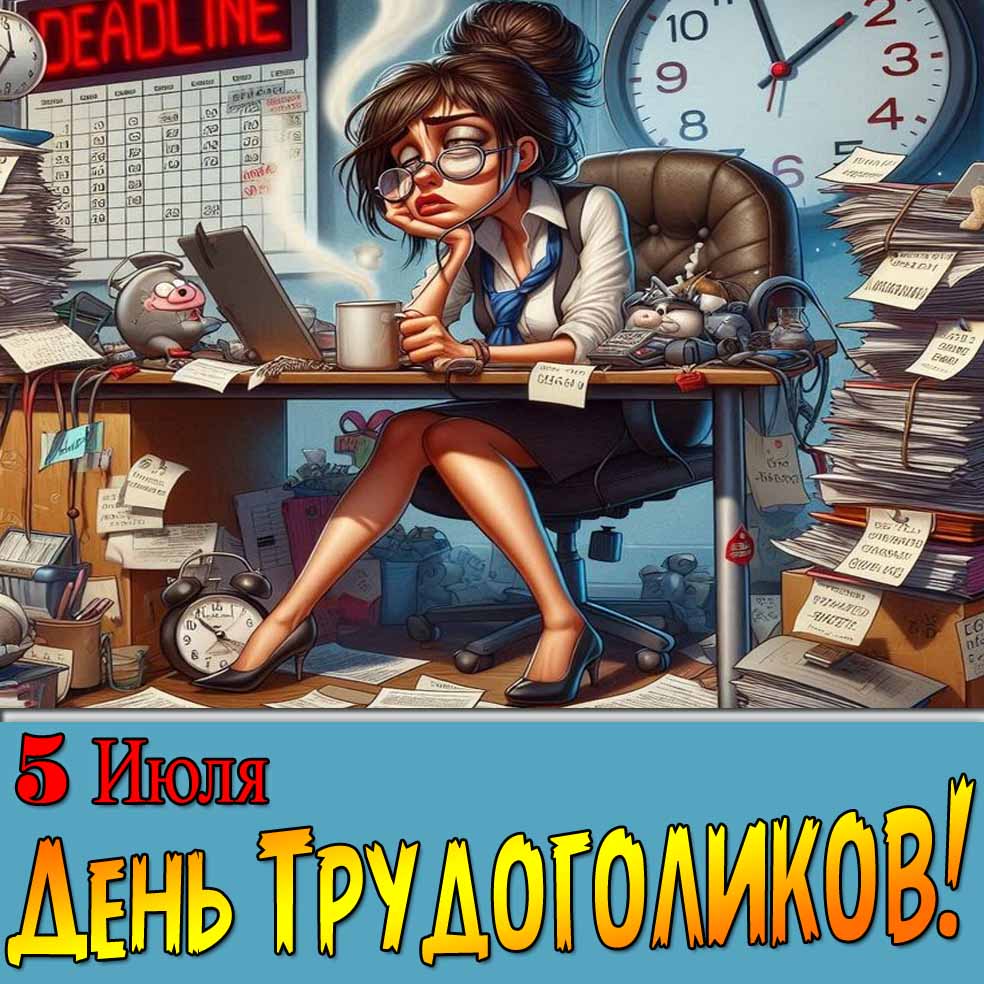Смешная картинка 5 Июля день трудоголиков