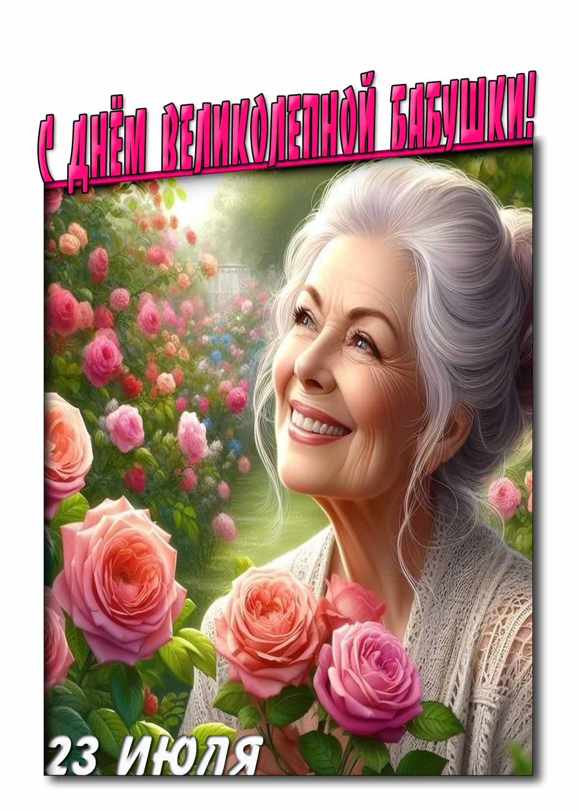 Открытка с днём великолепной бабушки 23 Июля