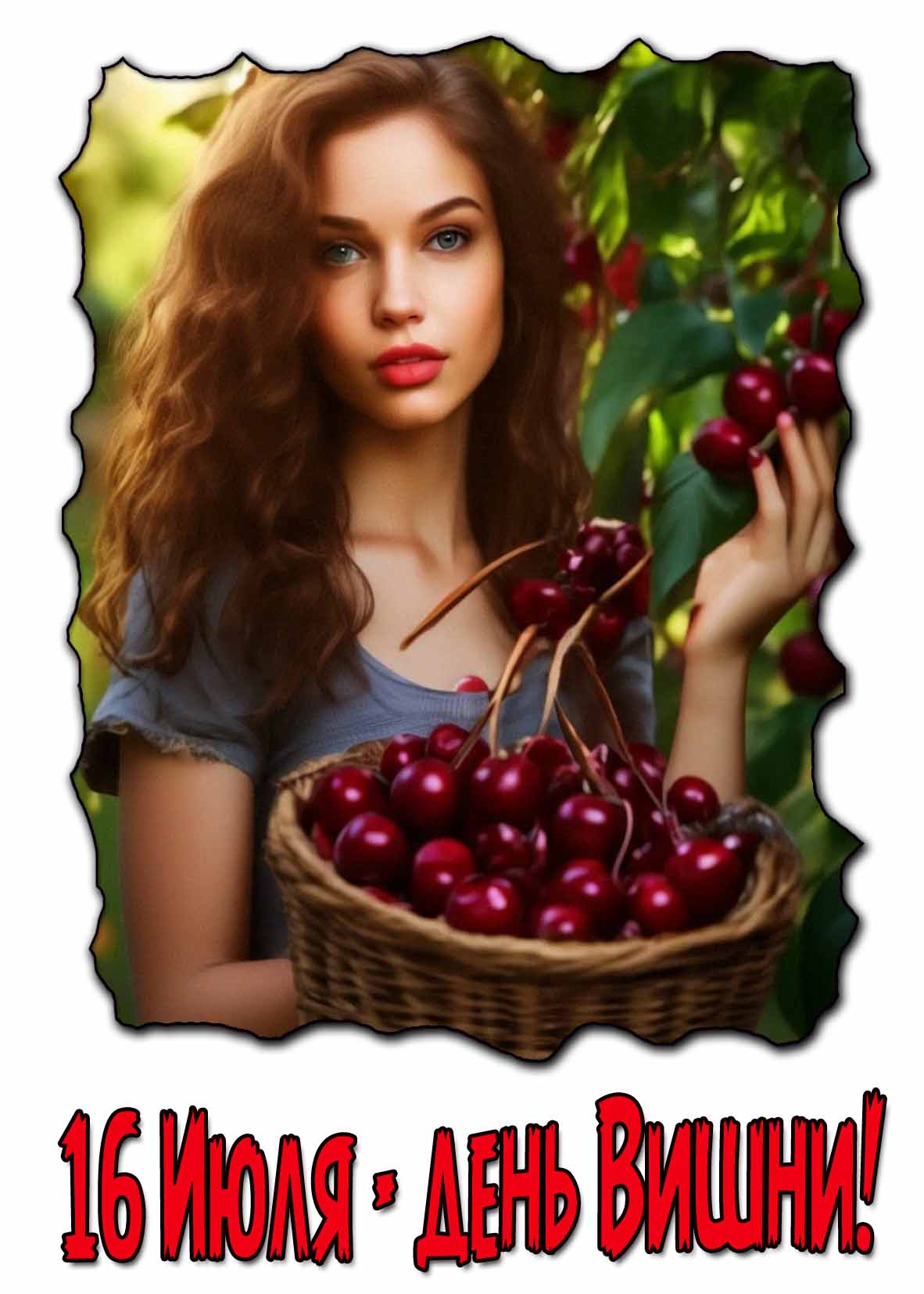 Открытка 16 Июля - день вишни!