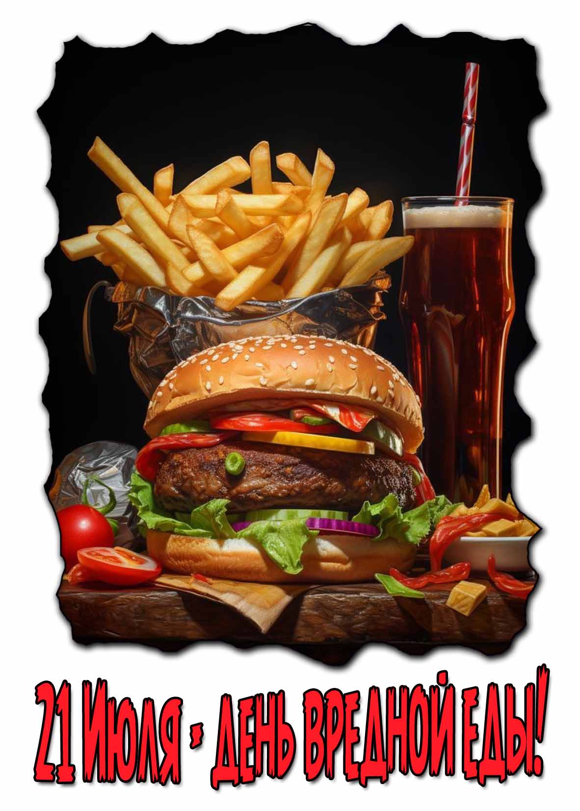 Открытка 21 Июля вредной еды