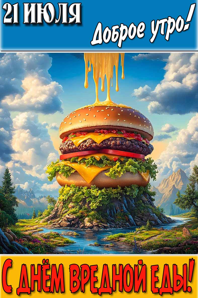Картинка "21 Июля доброе утро! С днём вредной еды!"