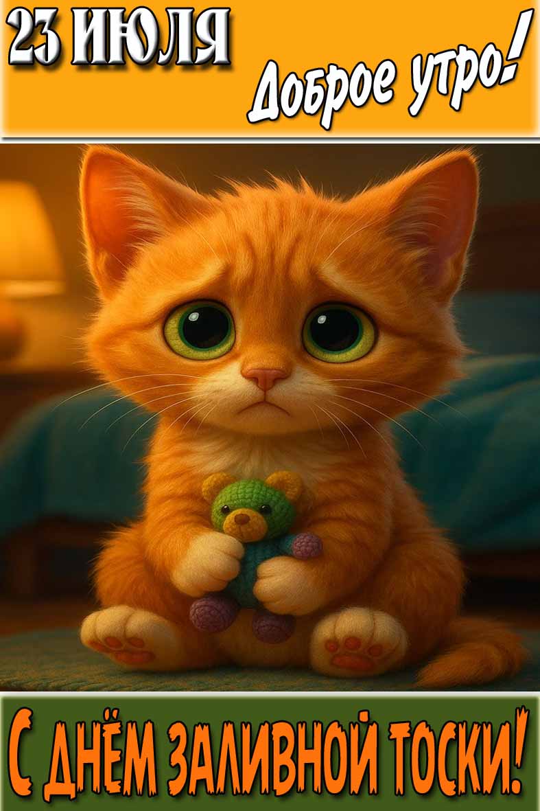 Открытка "23 Июля доброе утро! С днём заливной тоски!"