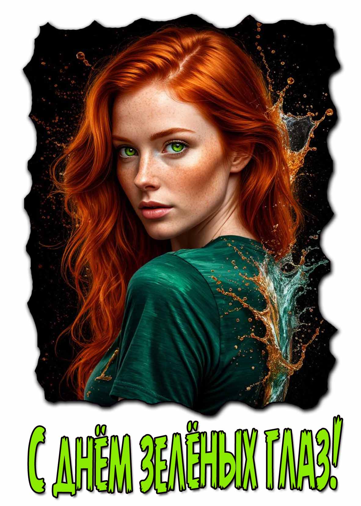 Красивая открытка с днём зелёных глаз