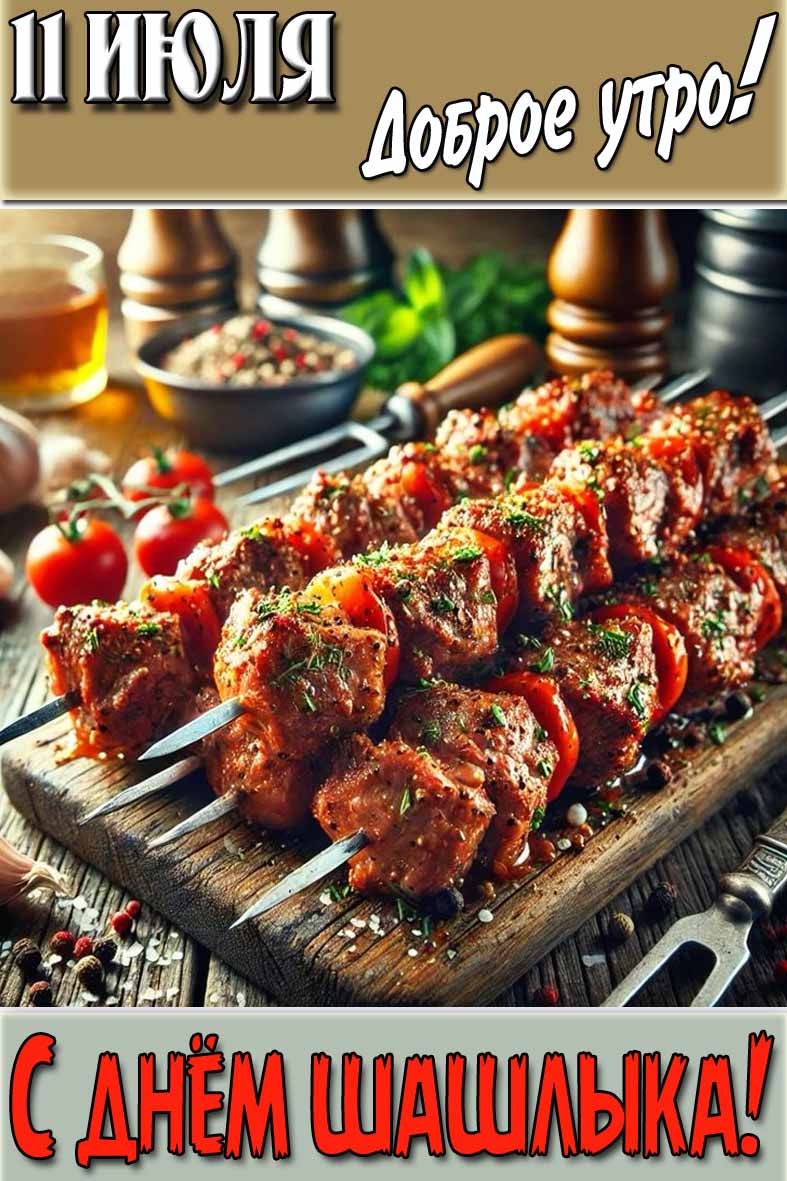 Красивая картинка "11 Июля доброе утро! С днём шашлыка!"