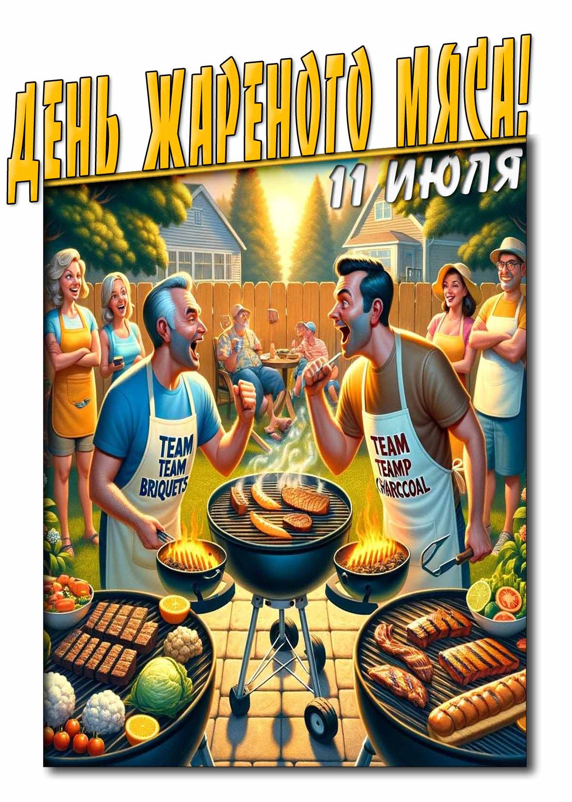 Открытка день жареного мяса 11 Июля