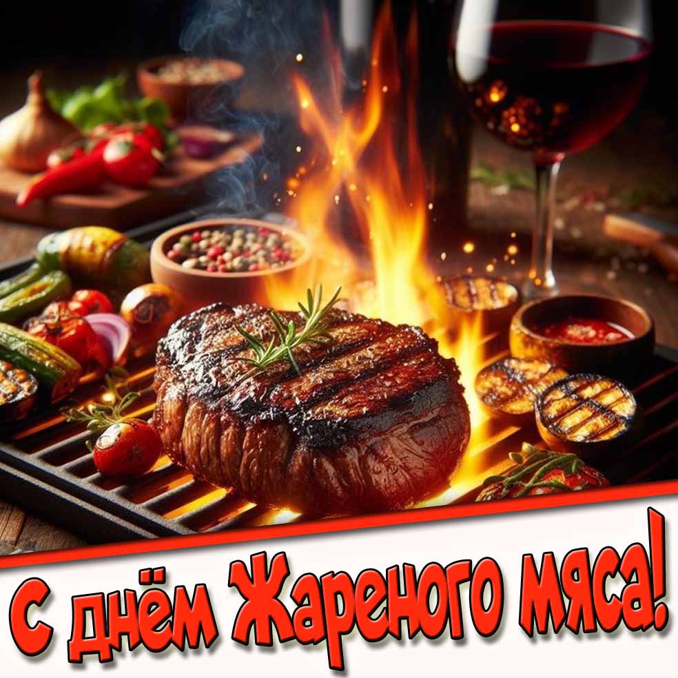 Красивая открытка с днём жареного мяса