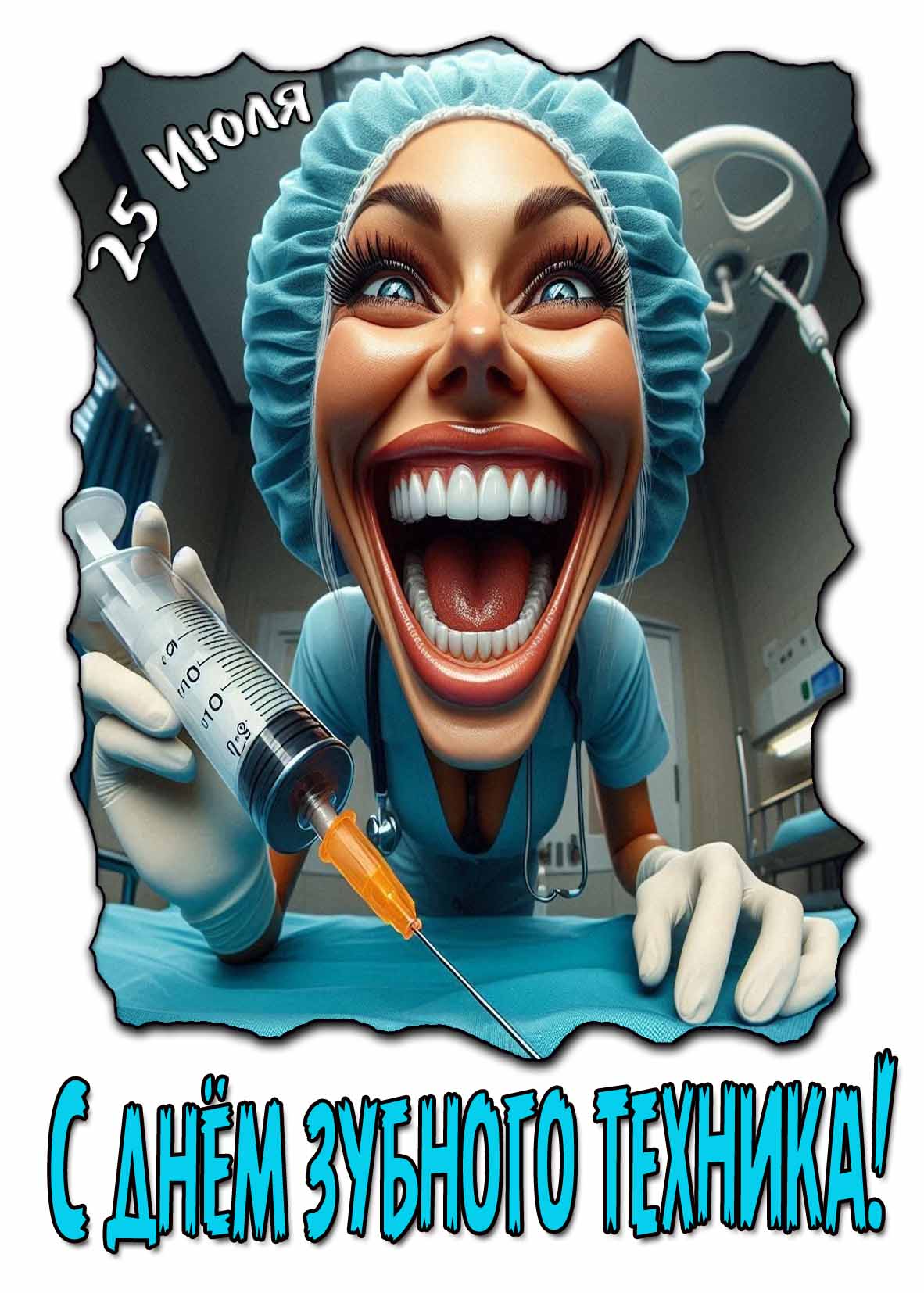 С днём зубного техника! - прикольная открытка для женщины