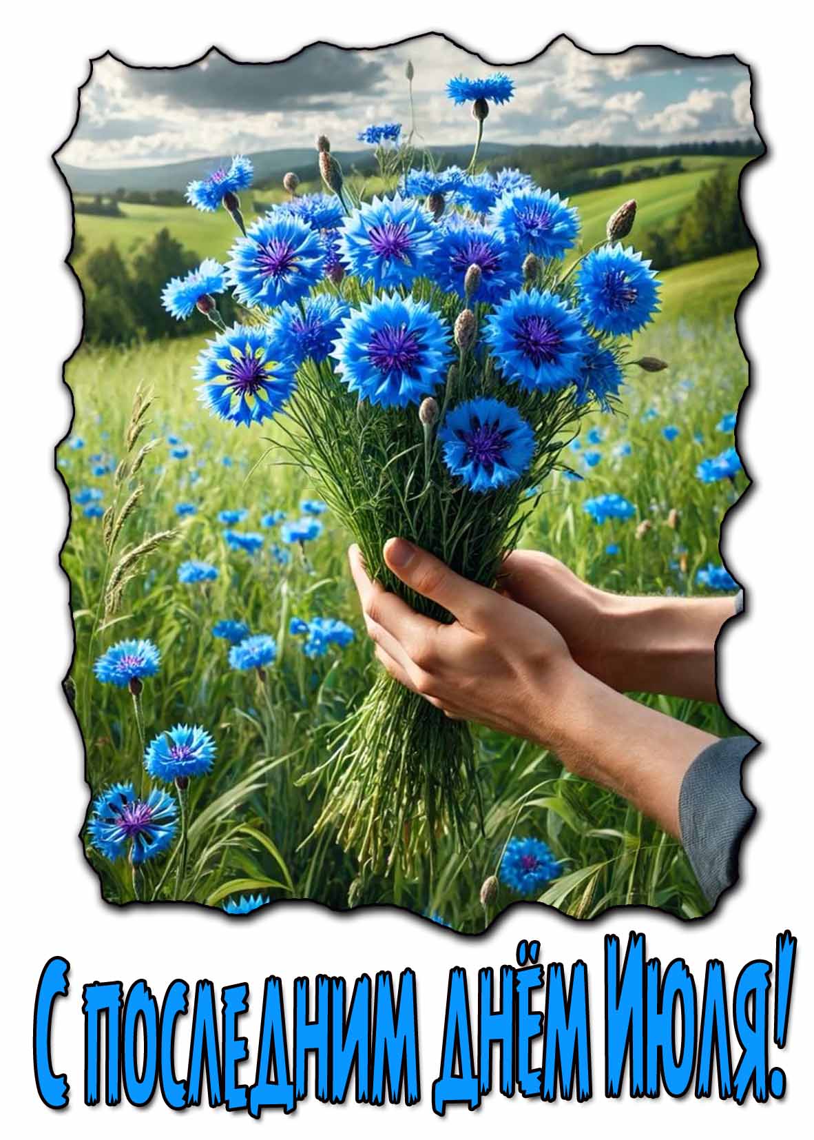 Красивая открытка с последним днём Июля