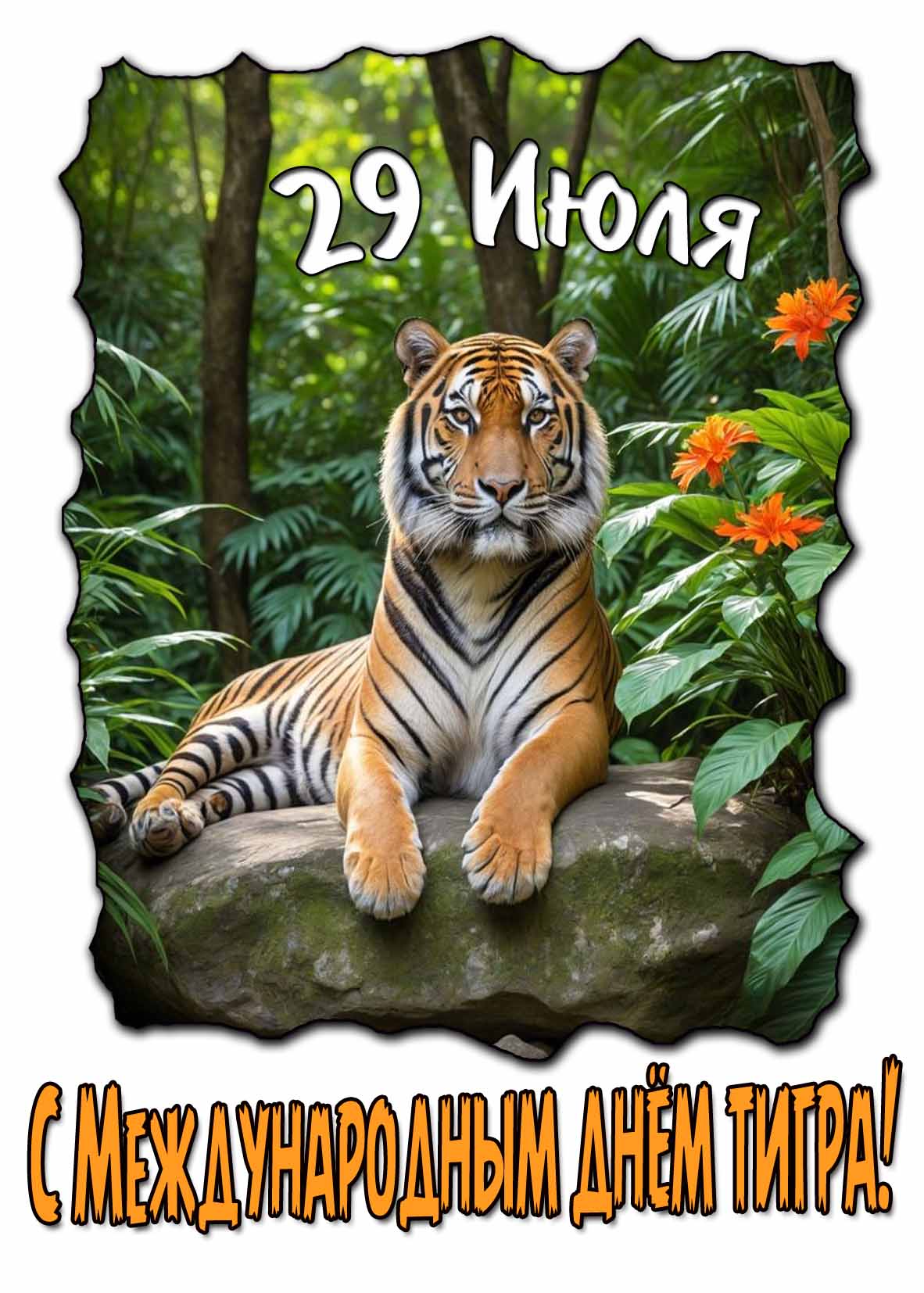 Открытка с Международным днём тигра 29 Июля