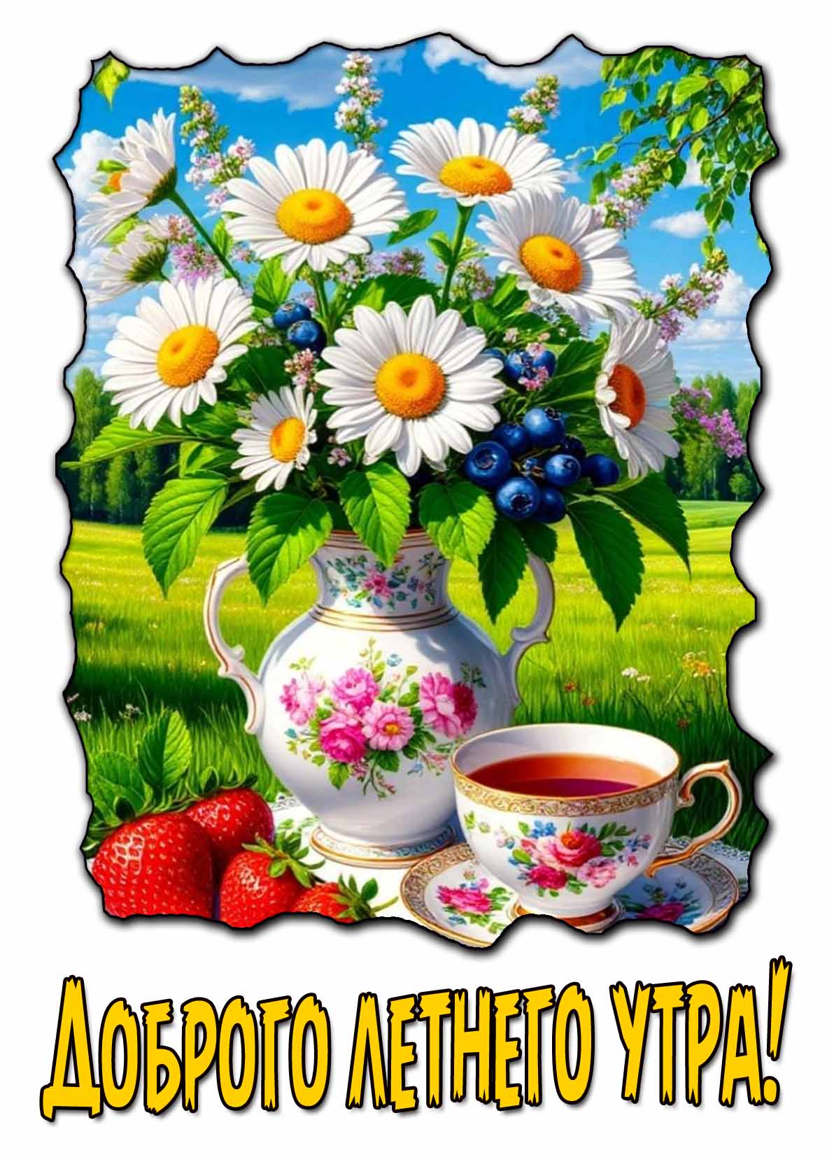 Доброго летнего утра! - картинка с ромашками