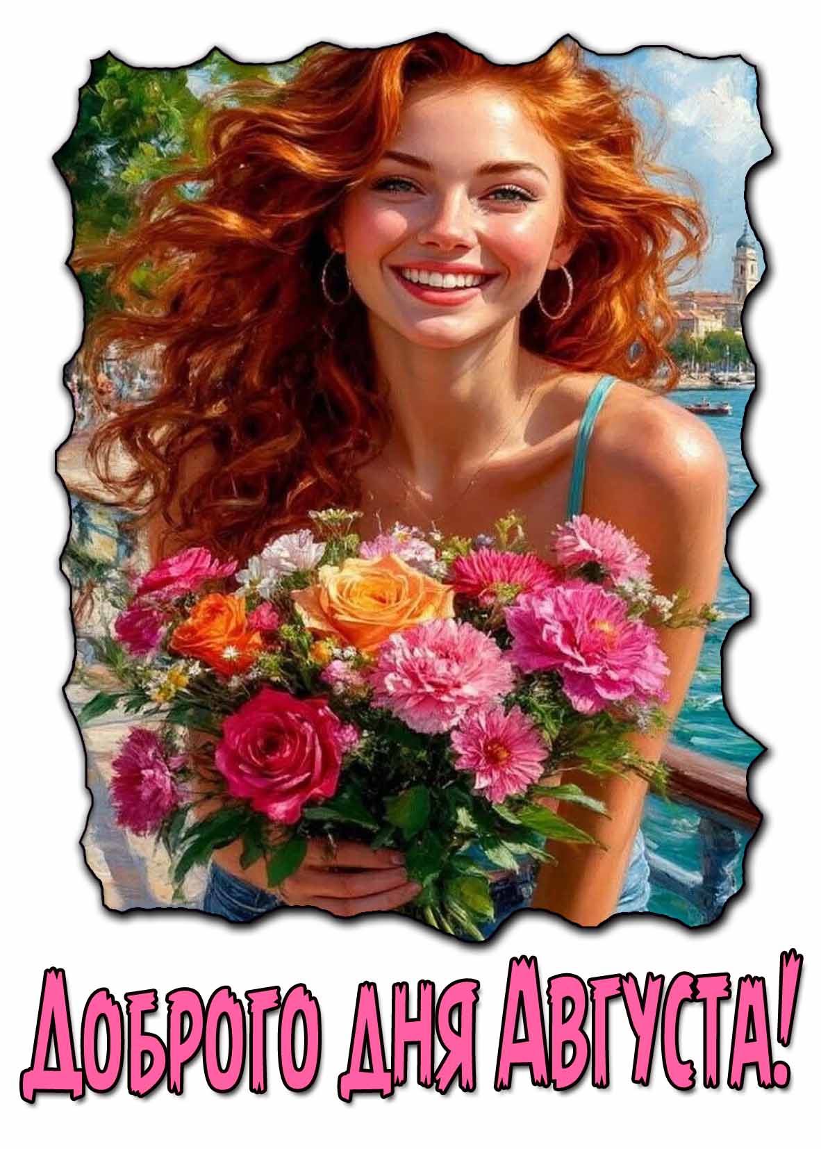 Картинка доброго дня Августа с девушкой