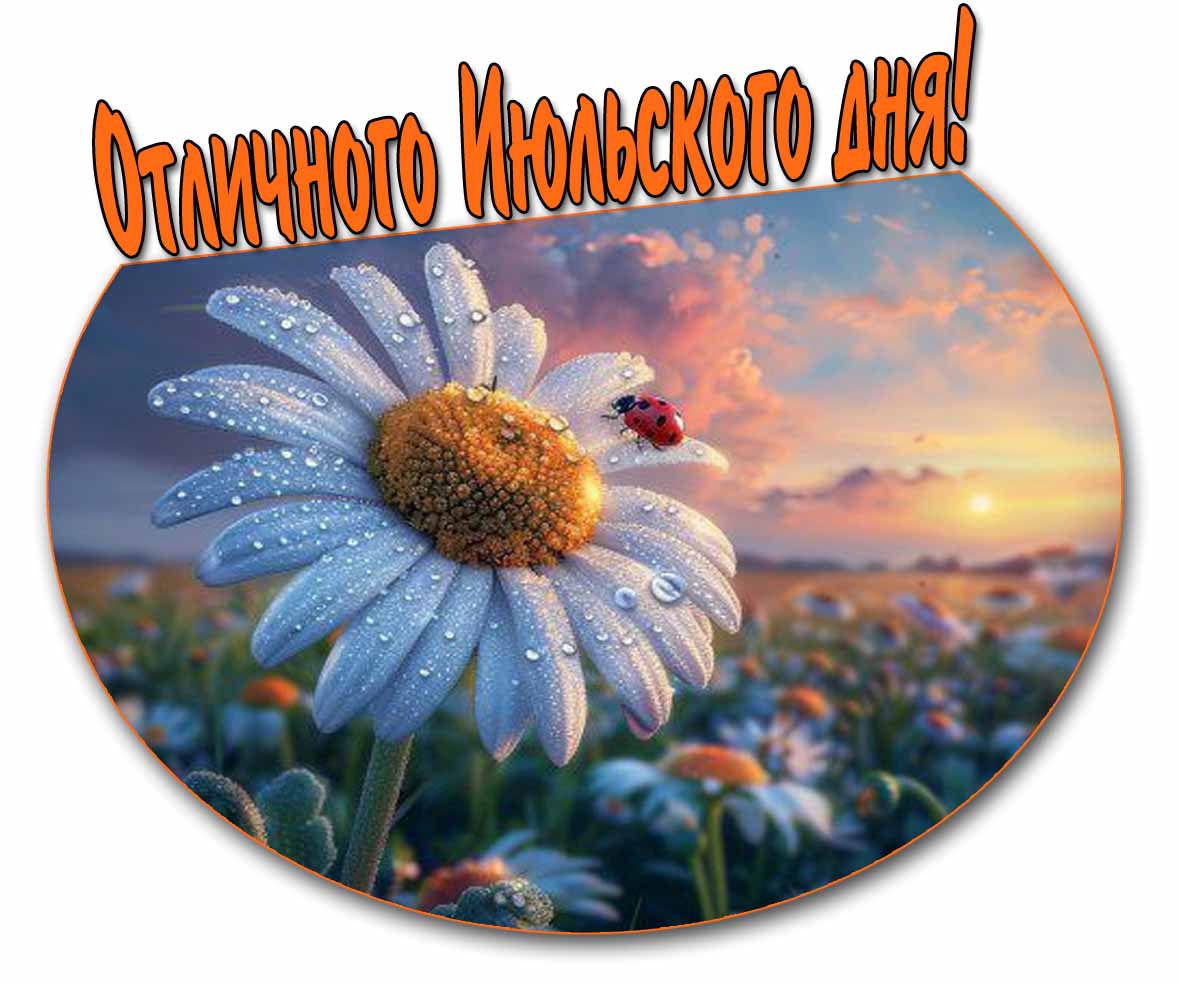 Отличного Июльского дня! - картинка с ромашкой
