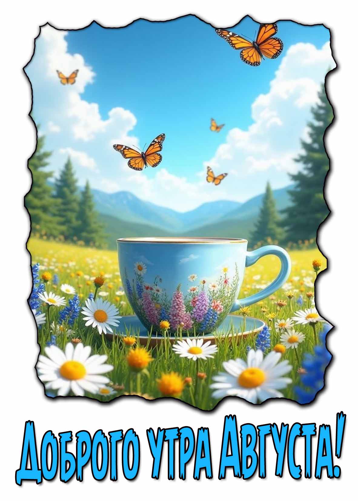 Летняя открытка доброго утра Августа