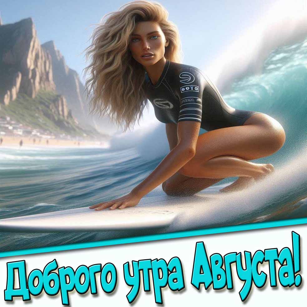 Картинка доброго утра Августа с красивой девушкой