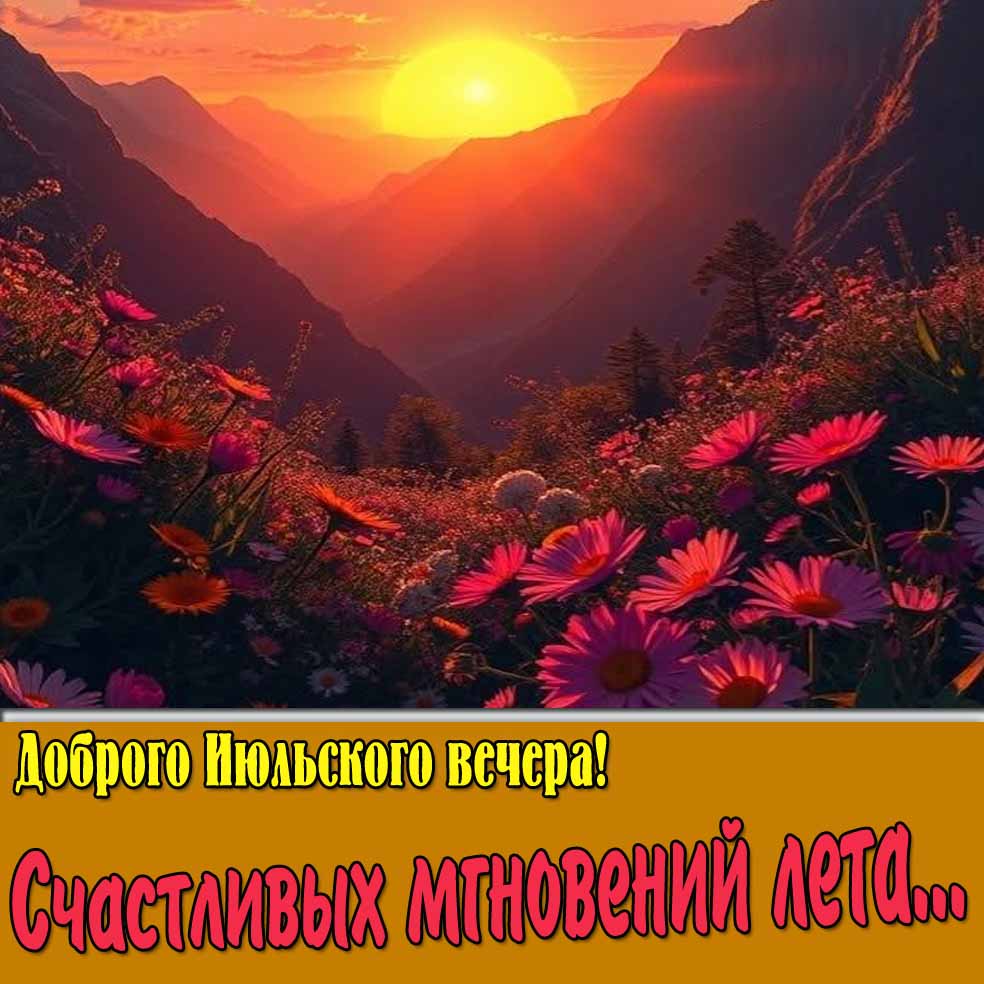 Открытка "Доброго Июльского вечера! Счастливых мгновений лета..."