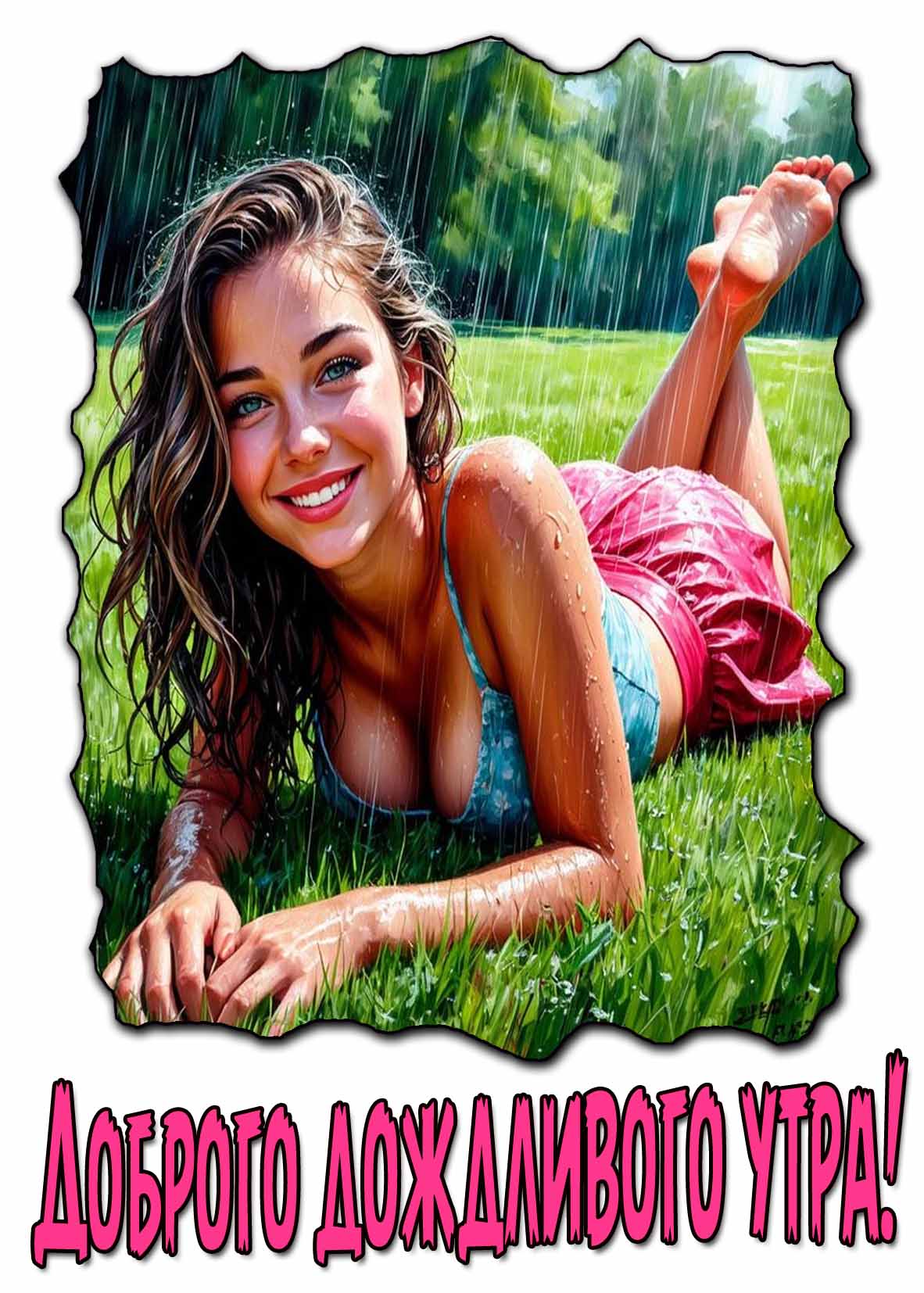 Картинка доброго дождливого утра с красивой девушкой