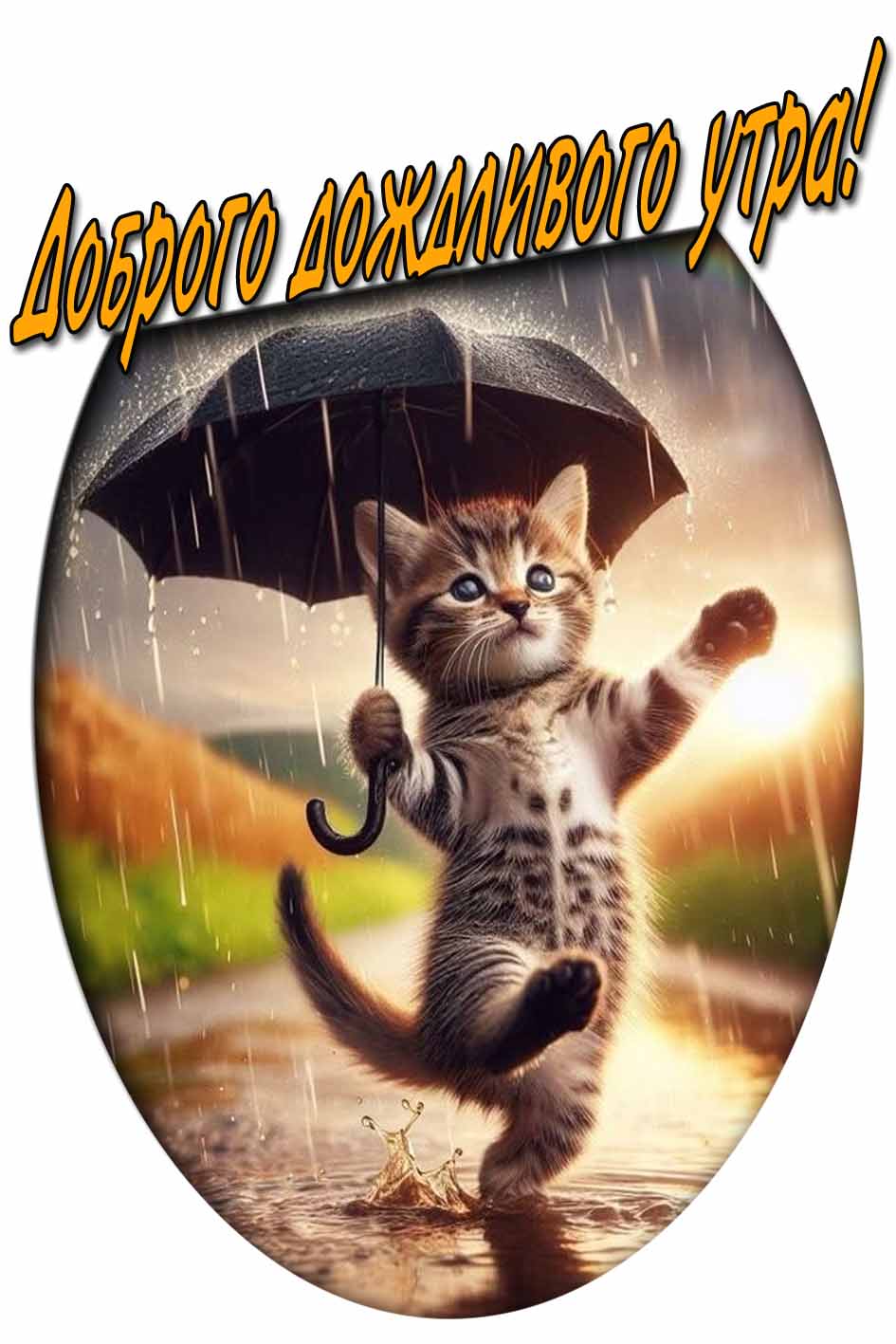 Доброго дождливого утра! - смешная картинка с котом