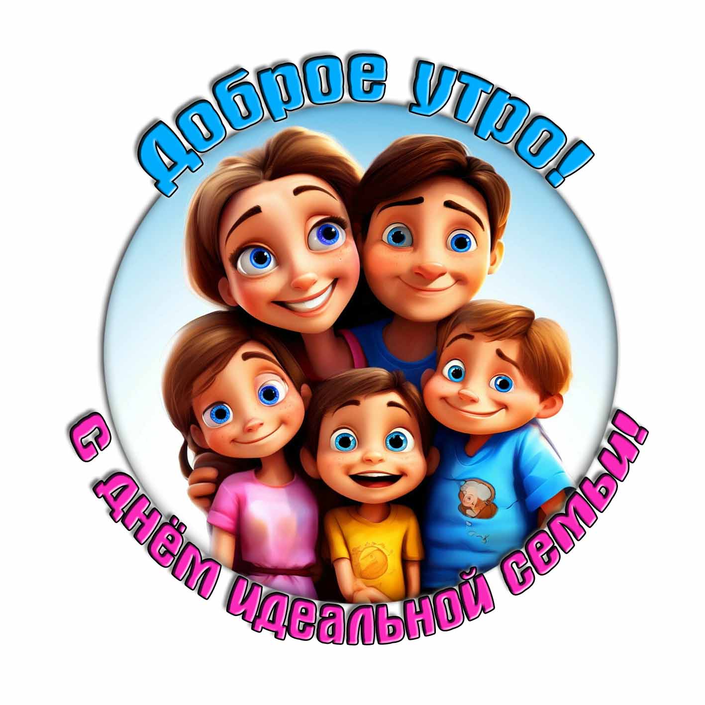 Стикер "Доброе утро! С днём идеальной семьи!"