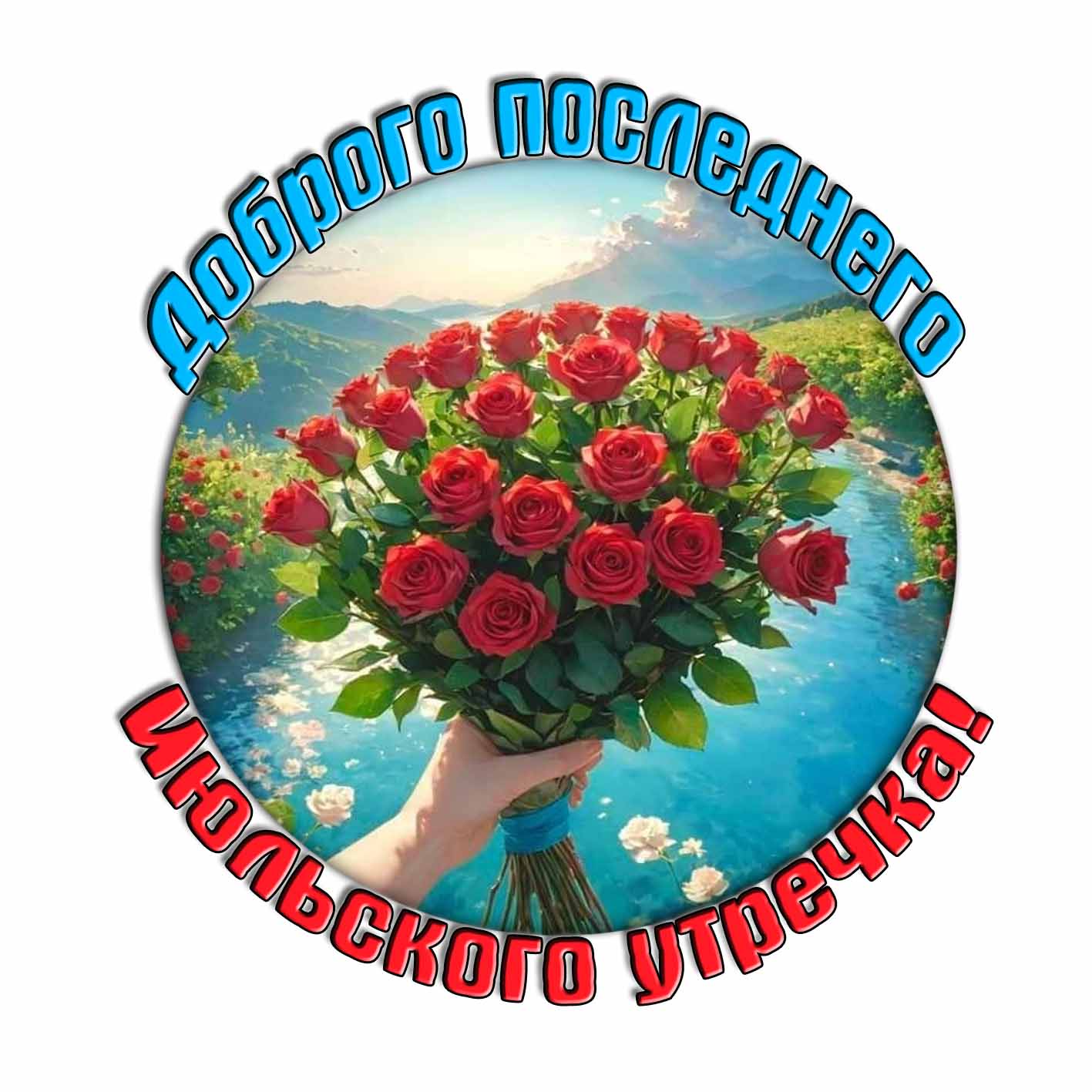 Красивая открытка доброго последнего Июльского утречка