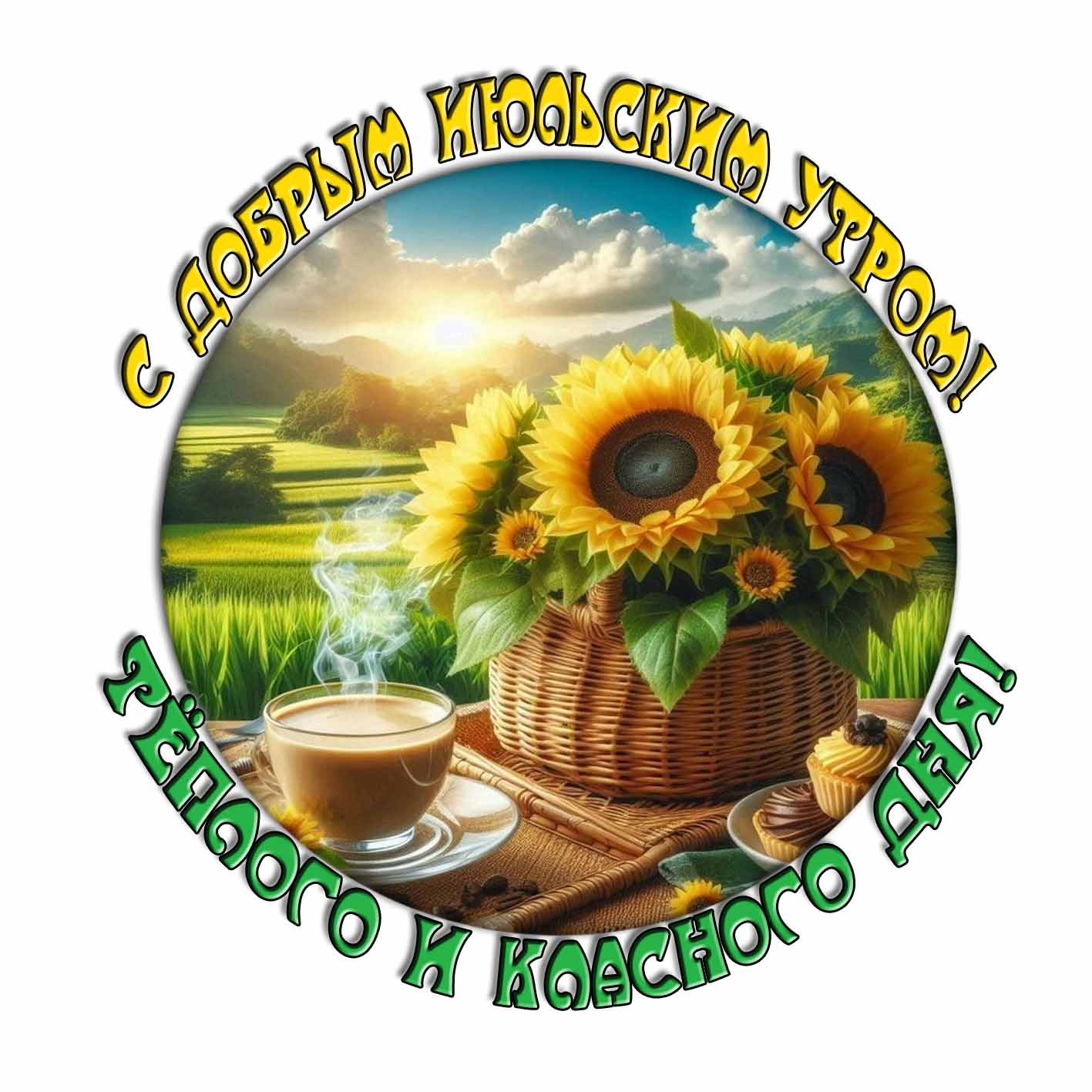 Стикер "С добрым Июльским утром! Тёплого и классного дня!"