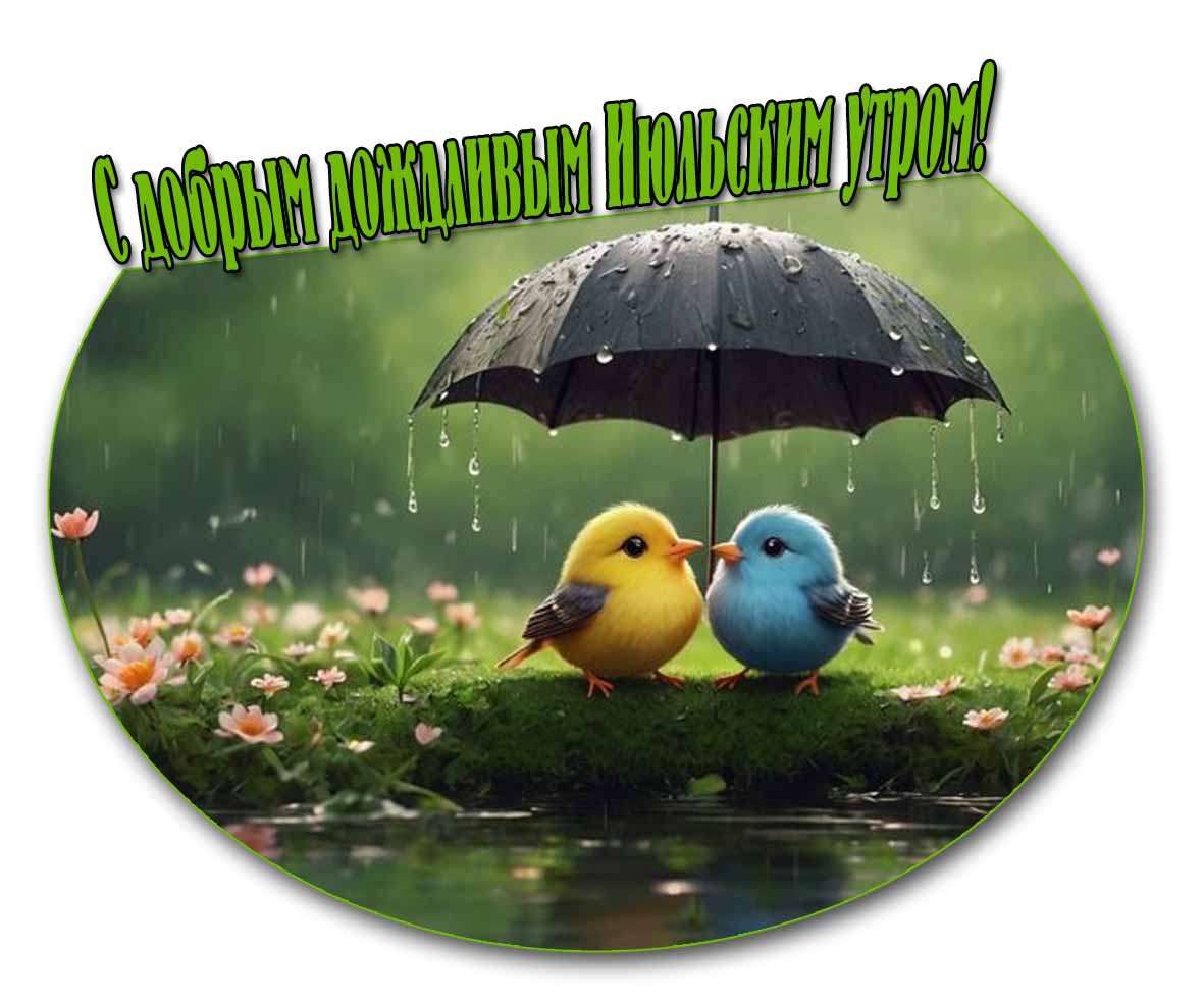 Открытка с добрым дождливым Июльским утром