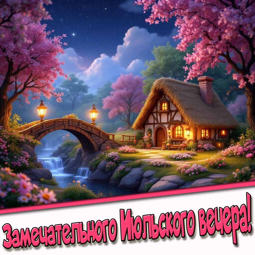 Замечательного Июльского вечера! - красивая открытка
