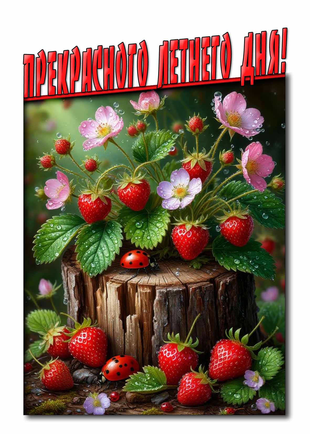 Картинка прекрасного летнего дня с земляникой
