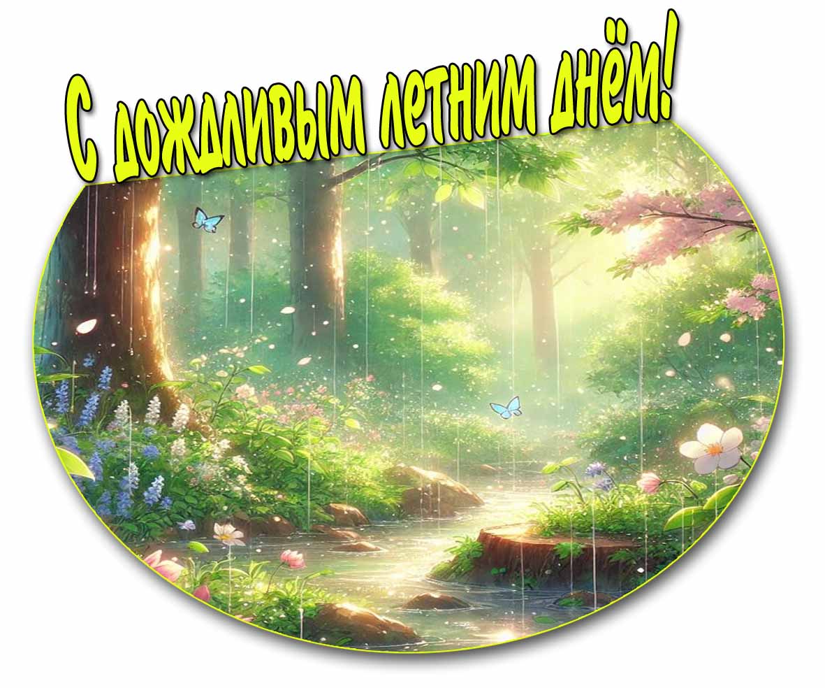 С дождливым летним днём - картинка с текстом