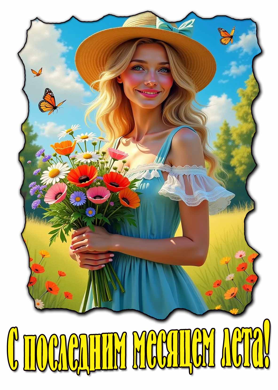 Открытка с последним месяцем лета