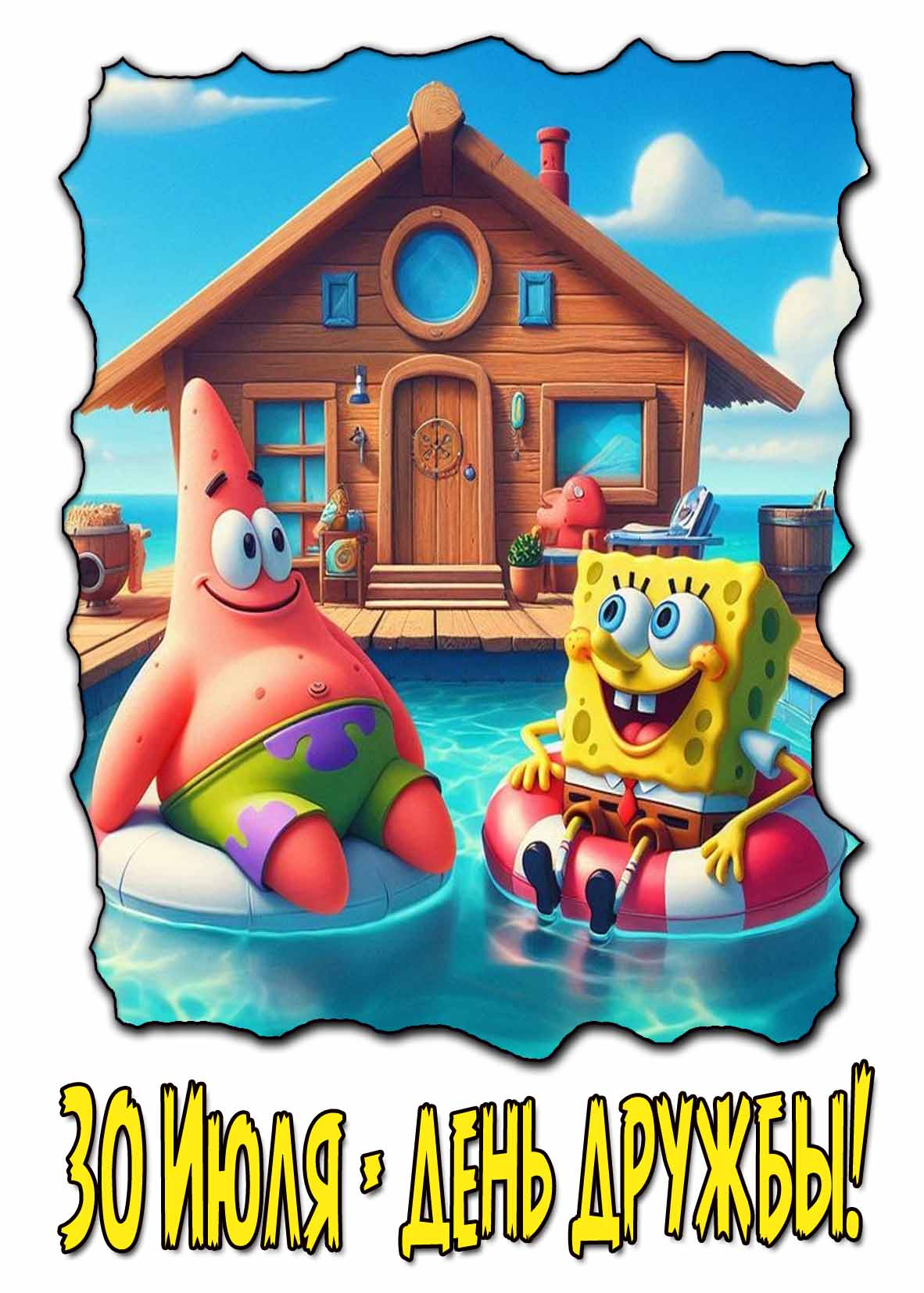 Мультяшная открытка 30 Июля день дружбы